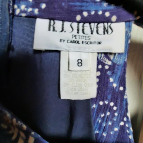HP⭐ R.J. Stevens Petites Navy Blue Print Romper Sundress Size 8P - Picture 5 of 5
